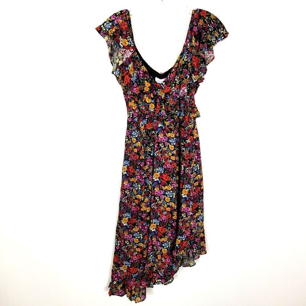 LOST + WANDER Women Flora Garden Asymmetric Hem Midi Dress Size S Summer